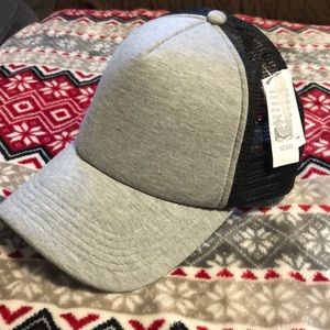 Gray and black mesh hat